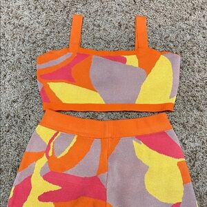 Colorful Abstract Crop Top and Shorts Set